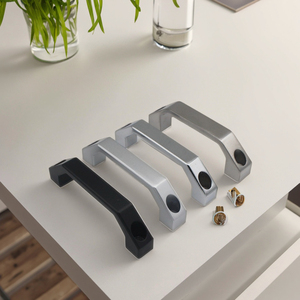 Modern Minimalist Aluminum Alloy Door Handle Sand Black with Adjustable Feature <b>for</b> Cabinet Drawer Wardrobe Furniture - Product Image 5