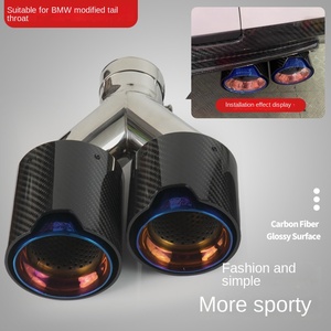 ท่อไอเสียสแตนเลสคาร์บอนไฟเบอร์ขัดเงา 1.5 มม. รุ่น M Standard One-Two Double ขนาด 63 มม. สำหรับการดัดแปลง CSEX - Product Image 2