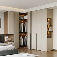 Armoire en bois de style moderne avec portes à charnières et tiroirs, couleur crème française, sur mesure pour hôtel, chambre à coucher, coiffeuse