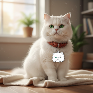 Etiqueta de Identificación de Metal para Mascotas, con Diseño de Gato Persa de Ojos Verdes - Product Image 3