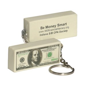 Llavero con diseño <span class=keywords><strong>de</strong></span> billete <span class=keywords><strong>de</strong></span> cien dólares impreso por OEM, pelota antiestrés/juguete para aliviar el estrés - Product Image 1