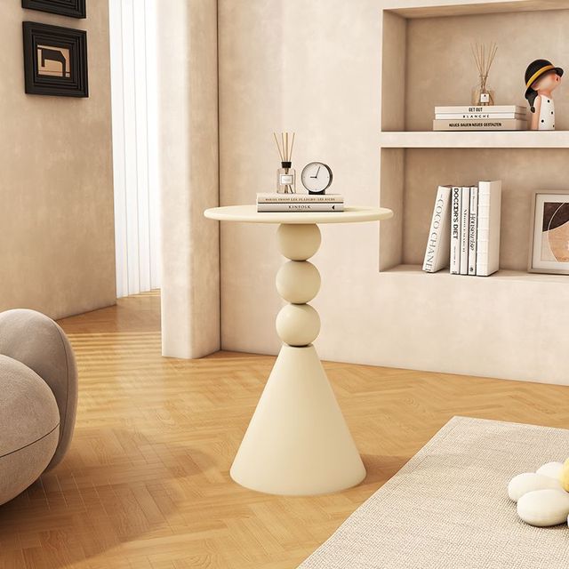 Nordic Inspired Cream Coffee Table Wrought Iron Frame Glass Top Versatile Sofa End Table Side Table Living Room Furniture