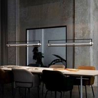 Restaurant scandinave avant-toit carrelage abat-jour lampe design minimaliste lampe plate bureau long lustre