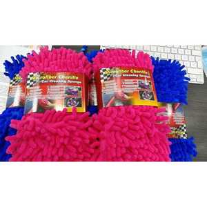Éponge de nettoyage auto en microfibre chenille rose et bleue pour le detailing automobile - Product Image 1
