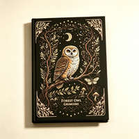 Jurnal Burung Hantu Hutan Sampul Keras Kustom Hitam Vintage Buku Catatan Penyihir Bertitik A5 Perencana untuk Hadiah