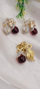 best collection jewellery <b>set</b> is a traditional Polki pendant and earring collection Jewelry <b>Set</b> - Product Image 3