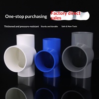 Raccord en T réducteur de diamètre en PVC épaissi pour alimentation en eau, bleu-blanc-gris, accessoire de tuyauterie résistant à la corrosion