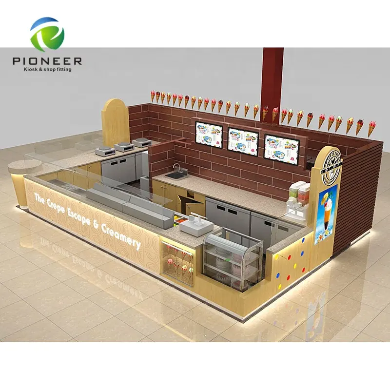 Pioneer Top Quality Coffee Kiosk Cafe Design Crepe Kiosk Bakery Shop Kiosk Designs Fast Food Counter