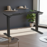 Bureau debout électrique réglable en hauteur à moteur unique, durable, avec surface en acier inoxydable de 1200 x 600 x 18 mm et cadre métallique pour ordinateur