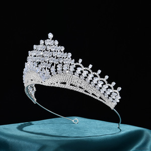 Diadème de mariée de luxe en argent massif, grande couronne de mariage élégante avec strass, coiffe baroque pour concours de beauté, pour femmes, mariées, Quinceañera, <span class=keywords><strong>bal</strong></span> de promo - Product Image 4