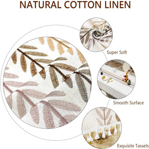 Vuông thêu lá bảng vải cotton Khăn Trải nếp nhăn miễn phí bảng bìa trang trí cho nhà bếp bữa tiệc - Product Image 4