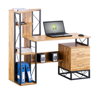 Bureau d'ordinateur de style américain avec hutch, table d'étude pour ordinateur, bureau à domicile, base en X, bureau d'étude en bois