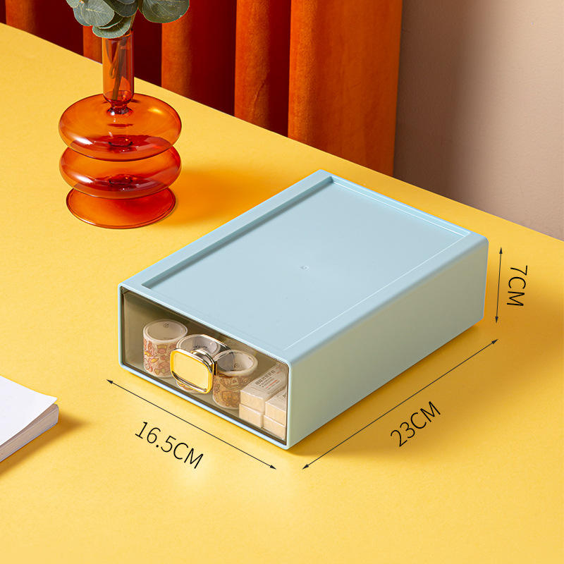 Boîte de rangement de bureau - petite taille verte [un seul tiroir]