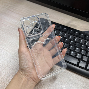 เคสโทรศัพท์ใสแบบมีช่องใส่บัตร ป้องกันรอบด้าน สำหรับ iPhone 17 16 15 14 13 12 Pro Max XS XR Mini รับทำโลโก้ตามสั่ง ขายส่ง - Product Image 6