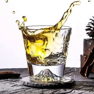 Classic Japanese <b>Crystal</b> <b>Glass</b> <b>Shot</b> <b>Glasses</b> Thick Bottom Snow Mountain Design for Whisky Wine Brandy Hotel Use - Product Image 4