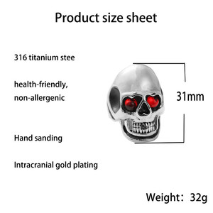 Skull <b>Ring</b> Silver Men's Punk Style <b>Titanium</b> Steel Jewelry Gift Occasion Bezel Setting 27043 - Product Image 5