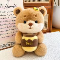 Ours en peluche moelleux avec pot de miel et abeille, en coton PP, super doux, anti-stress, personnalisable, vente en gros