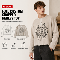 Sweat-shirt à étiquette privée pour homme, en coton gaufré beige, avec patte de boutonnage, imprimé graphique, ourlet brut, coupe courte
