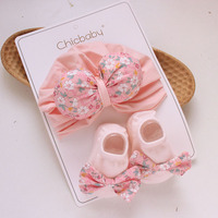 Conjunto de Gorro y Calcetines de Bebé Niña para Primavera Verano, Calcetines Antideslizantes para Recién Nacida con Lazo 3D, Venta al por Mayor de Conjunto de Gorro y Calcetines de Algodón de Buena Calidad