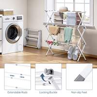 Dreistufiger Faltbarer & Ausziehbarer Kleiner Metall-Wäscheständer - Ideal zum Aufhängen von Kleidung, Handtüchern, Lätzchen, Socken - Weiß