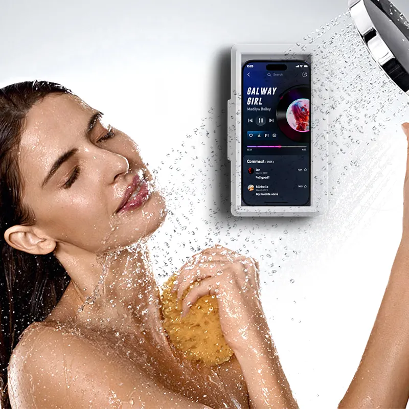 Soporte de teléfono de montaje en pared de ducha impermeable soporte a prueba de agua con rotación de 360 para espejo de pared de baño bañera Cocina