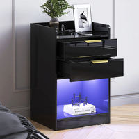 Table de chevet en bois de haute qualité, mince, unique, multifonctionnelle, avec station de charge LED