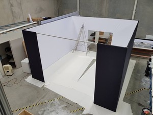 230gsm 100% Polyester Knitted Stretch Black Fabric for Portable Trade Show Fitting Room/<strong>Tube</strong> Changing Booth - Product Image 4