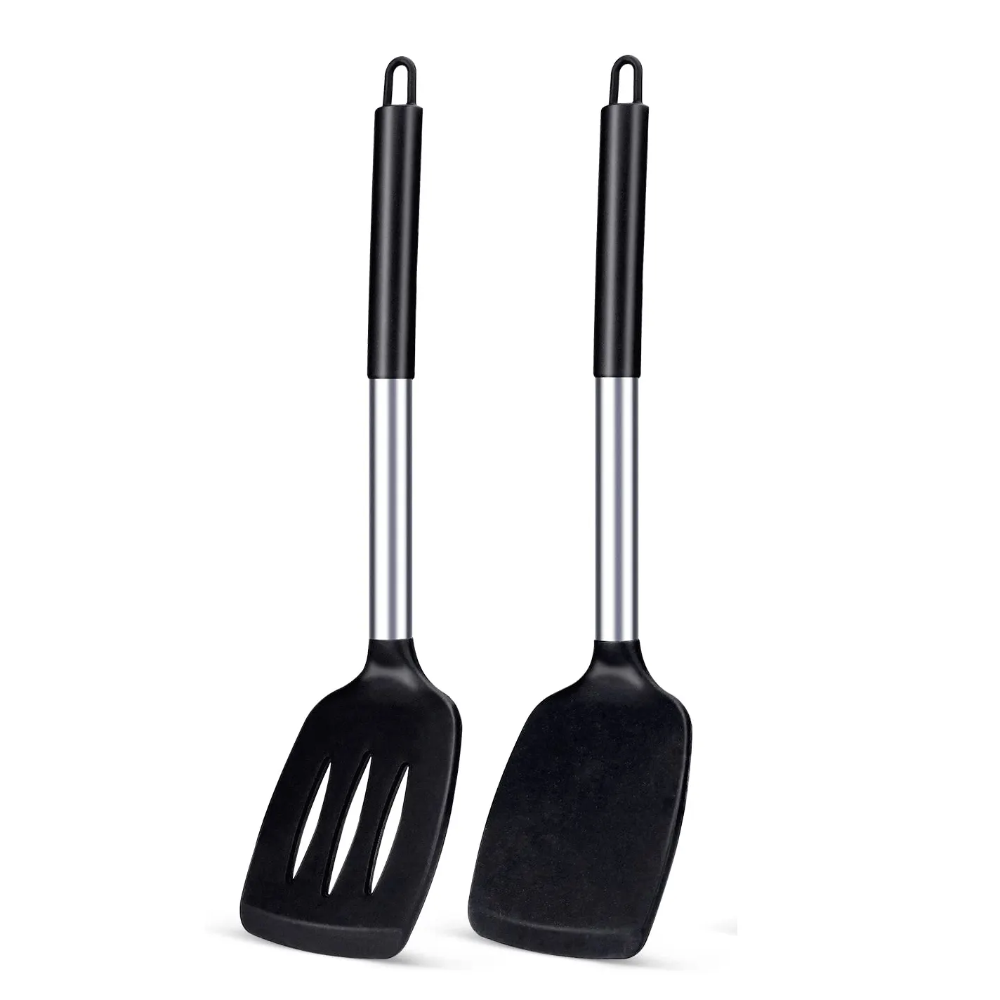 2 cái/bộ Silicone rắn Turner không dính rãnh bếp spatulas chịu nhiệt cao BPA miễn phí nấu ăn đồ dùng lý tưởng đồ nấu nướng