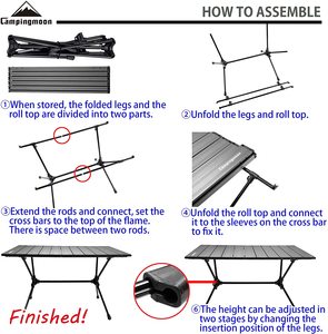 Height Adjustable Legs Ultralight Space Desk Aluminum Alloy Folding Outdoor Camp Picnic Beach <strong>Table</strong> With Carrying Bag - Product Image 3