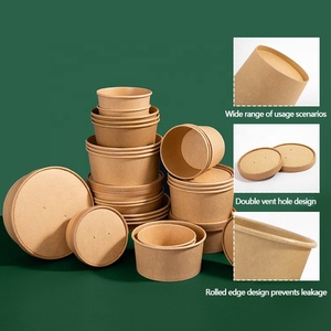 Bol en papier kraft jetable personnalisé pour salades, <span class=keywords><strong>poke</strong></span> bowls, fruits frais, yaourts, glaces, soupes froides, sandwichs - Product Image 3