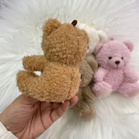 Petit porte-clés en peluche personnalisé ultra doux en forme d'ours en peluche, jouet animal en peluche avec rembourrage en coton PP et doublure en maille lavée pour anniversaire