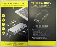 Station d'accueil Type-C 11in1 avec interface HDTV + VGA et fonction de lecteur de carte, adaptée à l'extension de l'interface ordinateur portable Type-C