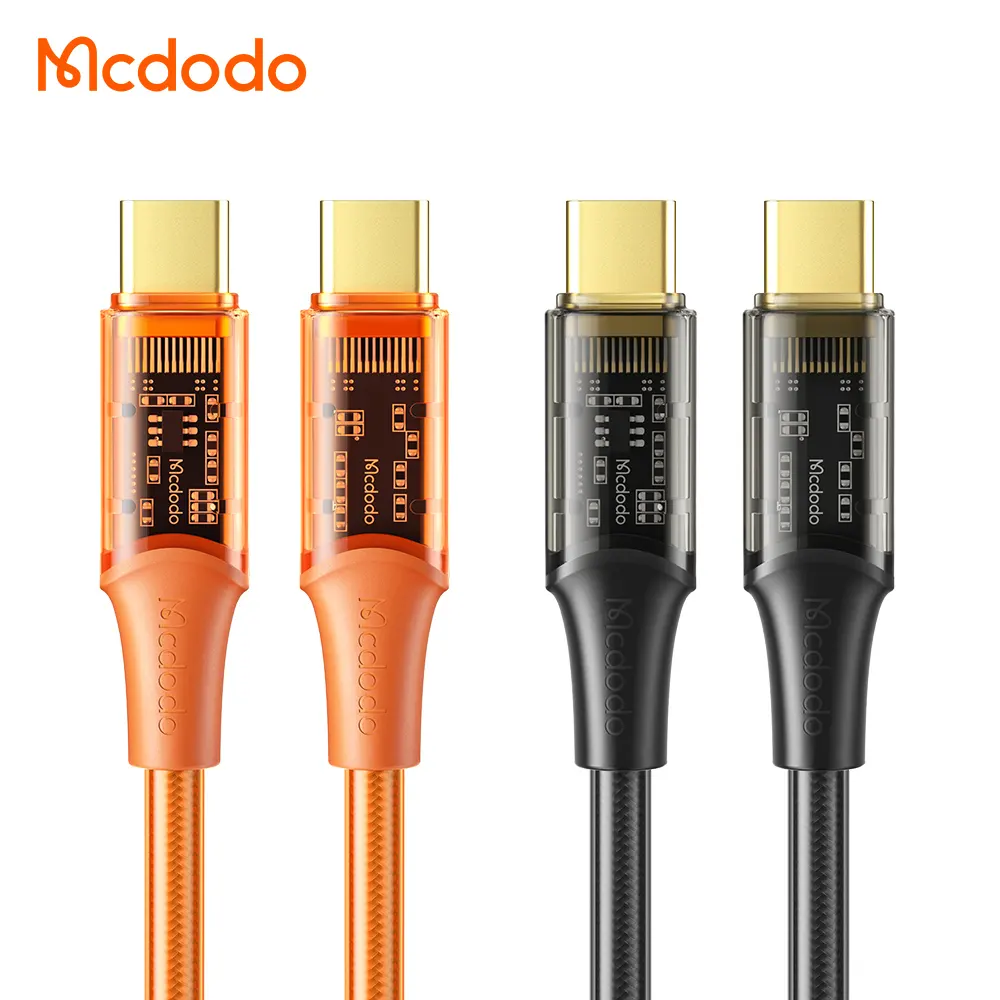 Mcdodo שקוף ברור חדש Usb-c כדי Usb-c סוג נתונים כבל 100W גבוהה כוח עם E-סימן שבב 5Amp פ"ד מהיר טלפון סלולרי כבלים