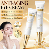 Crème Contour des Yeux au Collagène et Ferment de Bifida SADOER Entièrement Étiquetée en Anglais 20g, Niacinamide Raffermissante, Réduit les Pattes d'Oie pour Hommes