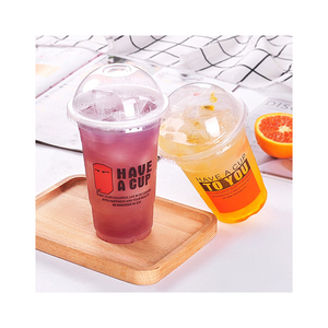 Custom Printing Juice Coffee Milk Tea Cold Drink Take Away Cup Recyclable 12 Oz Clear Pet Rpet Disposable Plastic Cups With Lids