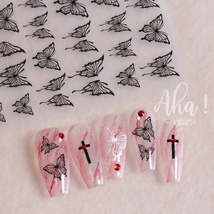 Aha Nail stickers colorful gold silver black white butterfly 2d Nail Sticker Decoration - Product Image 3