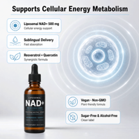 Gouttes liquides liposomales NAD+ 500 mg, complément sublingual avec Resvératrol et Quercétine, végétalien, 60 ml, soutien énergétique cellulaire