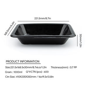 Barquette noire en plastique PP jetable pour viande, volaille, aliments surgelés, barquette standard pour supermarché - Product Image 2