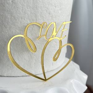 Ychon Acrylique Décorations De <span class=keywords><strong>Gâteau</strong></span> <span class=keywords><strong>Simple</strong></span> Amour Miroir Acrylique Cupcake Toppers Coeur Forme <span class=keywords><strong>Gâteau</strong></span> Picks pour La Saint Valentin - Product Image 3