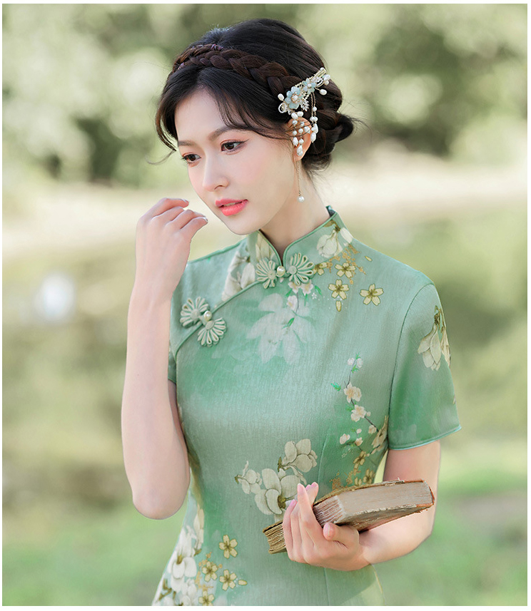 open lace back dress Embroidered Black A-Line Qipao / Cheongsam Party Dress