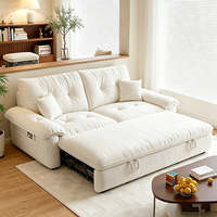 Sofá Cama 3 en 1 Color Blanco Crema, Sofá Cama Extraíble de Tela Lavable Moderna, Sofá Cama para Sala de Estar con Funda Extraíble