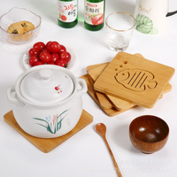 Napperons carrés en bambou, tapis isolants thermiques, motif de dessin animé, napperons de cuisine pour pot à soupe, tasse à café, bol