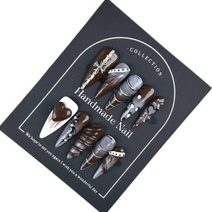 Automne <span class=keywords><strong>hiver</strong></span> 24 pièces européen américain haut de gamme à la main français manucure patchs pour les doigts blanchissant les ongles artificiels - Product Image 5