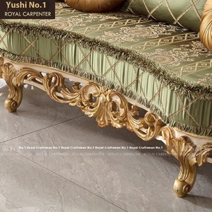 Ensemble de canapés en bois massif européen, style maison française, feuille <span class=keywords><strong>d</strong></span>'or sculptée, combinaison pour meubles de salon sur mesure - Product Image 5