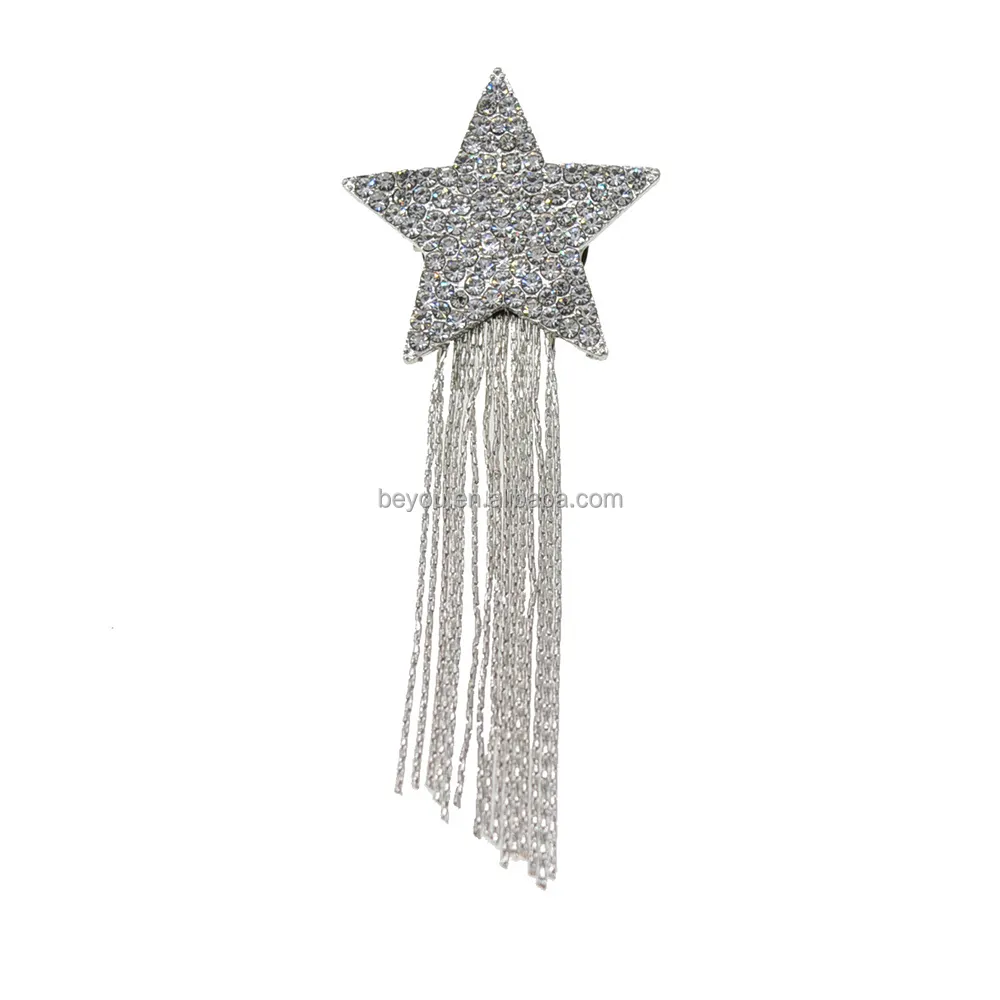 University Sisters Five Pointed Star Tassel brooch Silver Star Fashion corsage coat coat Anti stray accessory pin