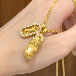 Collar de duendecillo de diamante giratorio chapado en oro de estilo chino para hombres ricos atraer feng shui moneda collar de duendecillo amuleto - Product Image 4