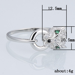 Anillo de Cóctel F140 con Cabeza de Pantera, Plata 925, Cristales Pavé, Joyería Fina para Mujer, Uso Diario - Product Image 5