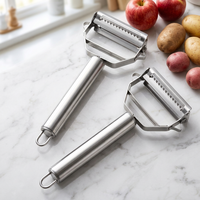 RVS handmatige 3-in-1 multifunctionele schilmes, fruit- en groentesnijder, aardappelschiller, rasp met opvangbak