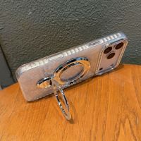 Étui de téléphone portable de luxe avec motif coquille diamantée scintillante et support magnétique pour iPhone 17 16 15 Pro Max