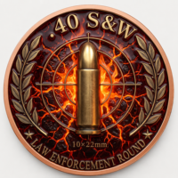 Pièce de monnaie en cuivre pur 999 de 1 oz, calibre .40, réplique de munition 3D en relief UV colorée, effet proof-like, artisanat métallique artistique